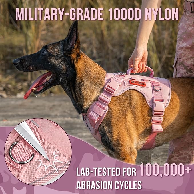 OneTigris No-Pull Easy Control Dog Harness Reflective Vest for Large Dogs | Military-grade 1000D Nylon Tactical Vest, Adjustable Dog Harness with Hook & Loop Panels for Walking, Hiking, Training