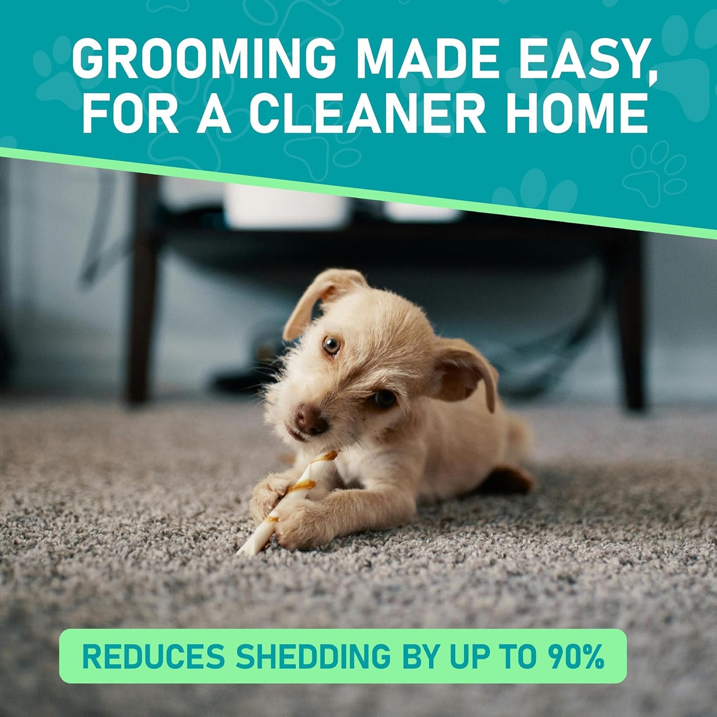 Maxpower Planet Hair Brush - Double Sided Shedding, Dematting Undercoat Rake for Dogs and Cats - Extra Wide Dog Grooming Brush, Reduce Shedding by 95%, Turquoise