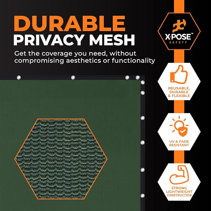 Xpose Safety Privacy Fence Screen 4’ x 50’ (72 Pack) – Bulk Full Pallet – Heavy Duty Green Mesh with 90% Visibility Block, UV Protection – for Garden, Yard, Nursery, Kennel, Dog Run, Greenhouse