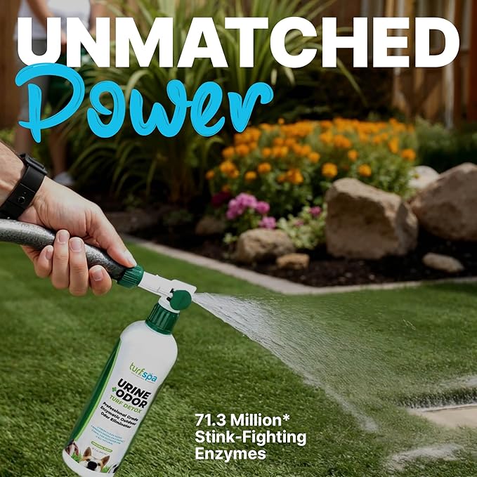 TurfSpa Urine & Odor Turf Detox: 2- Pack of Mango 32 oz Professional Enzyme Cleaner & Odor Eliminator for Artificial Grass, Turf, Concrete, Patio & Kennels, Pet Urine Enzymatic Cleaner for Dogs & Cats
