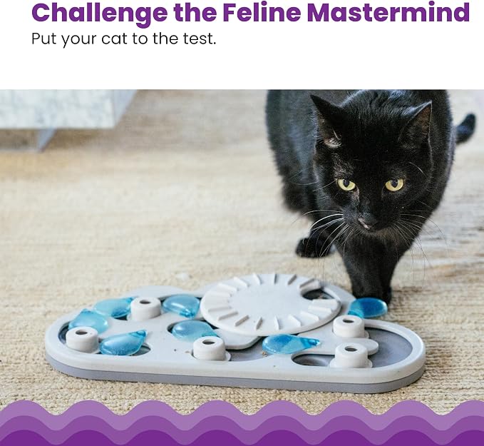 Catstages by Nina Ottosson Rainy Day Puzzle & Play Cat Puzzle Feeder – Interactive Treat Game for Indoor Cats, Level 3 Slow Feeder Enrichment Toy, 13.8" x 14"