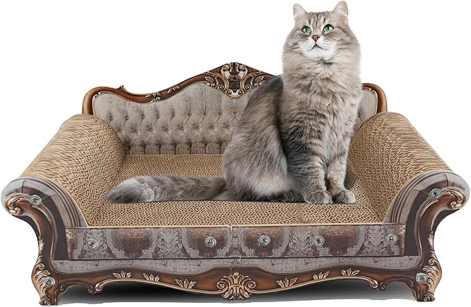COOZMENT Sofa Shaped Scratching Couch,Thick Scratching Cardboard, Lounge Bed for Indoor Rest&Play, Sofa Scratcher Pad (23 "L X 12.2" W X 10.6 "H)