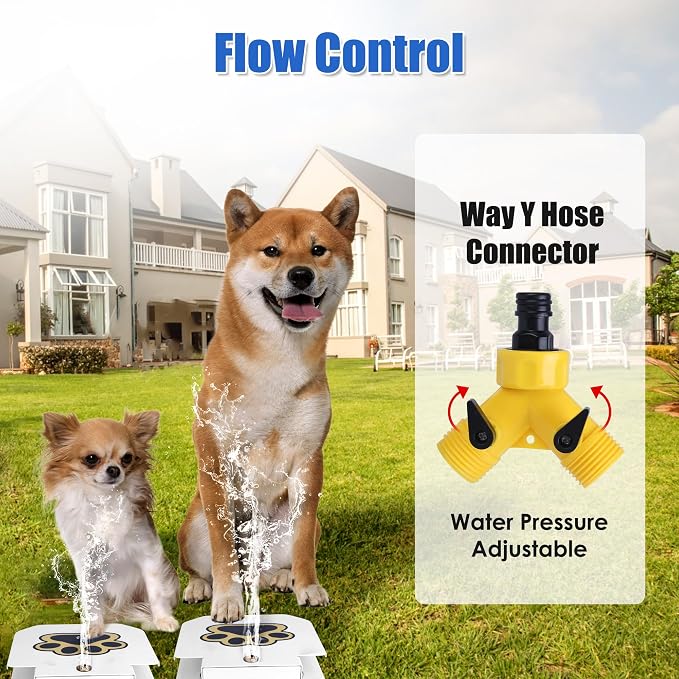Dog Water Fountain Step On, Outdoor Paw Activated Water Fountain for Dogs, Paw Activated Drinking Water Toy with Hose for Fresh Water, Upgrade Copper Valve Set(White)