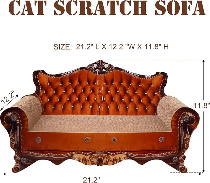 COOZMENT Sofa Shaped Scratching Couch,Thick Scratching Cardboard, Lounge Bed for Indoor Rest&Play, Sofa Scratcher Pad (21.2" L X 12.2 "W X 11.8" H)