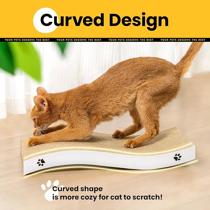 Cat Scratcher, Durable Scratch Pad, Corrugated Cardboard Scratching Board for Indoor Cats, Heavy Duty, Double-Sided Usability, Recyclable, with Catnip, Medium, 2 Packs
