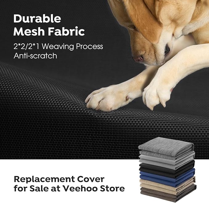Veehoo Outdoor Elevated Dog Bed Large Sized Dogs, Cooling Raised Dog Cots | Off-ground training platform, portable camping hammock, breathable mesh, easy to clean, no-tool setup, 45"x33", Black
