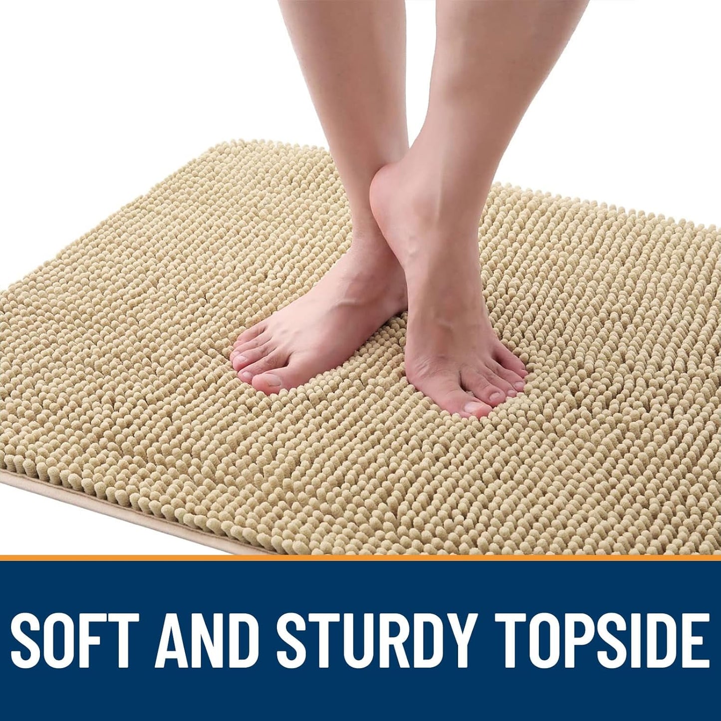 OLANLY Dog Door Mat for Muddy Paws 44x32, Absorbs Moisture and Dirt, Absorbent Non-Slip Washable Doormat, Quick Dry Chenille Mud Mat for Dogs, Entry Indoor Entryway Carpet for Inside Floor, Beige