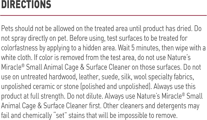 Nature’s Miracle Small Animal Cage and Surface Cleaner, Bio-Enzymatic Cleaning Formula, Destroy Tough Stains and Odors, 24 Ounces