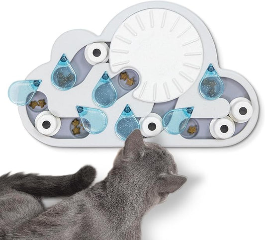 Catstages by Nina Ottosson Rainy Day Puzzle & Play Cat Puzzle Feeder – Interactive Treat Game for Indoor Cats, Level 3 Slow Feeder Enrichment Toy, 13.8" x 14"