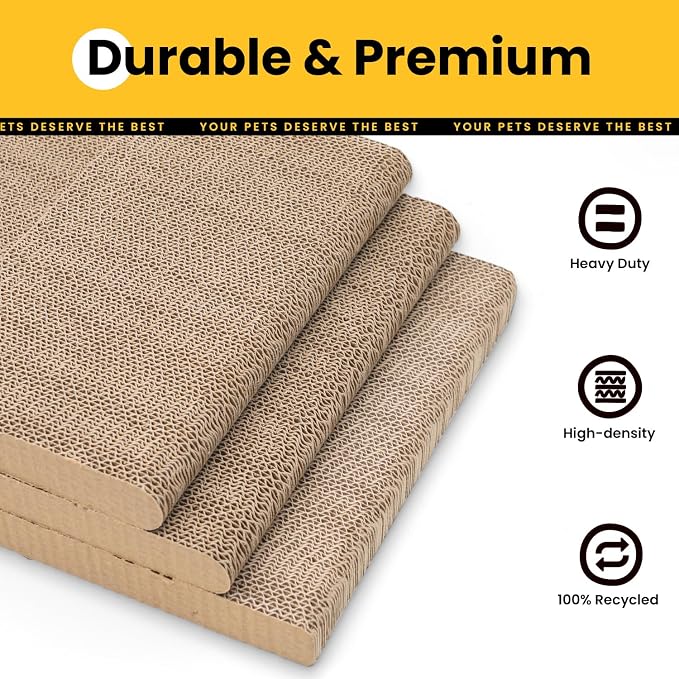 Conlun Cardboard Cat Scratcher,26" L-Shaped Scratch Pad Wall Mounted,Vertical Scratching Post Durable Cardboard to Protect Furniture for Indoor Cats,Wood Grain Junbo (2 Pack)