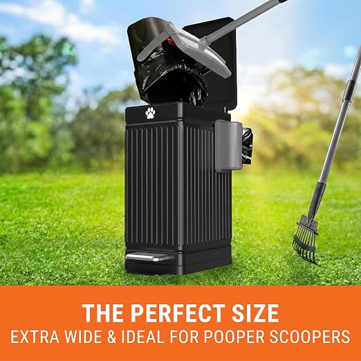 Pupzle Dog Poop Trash Can Outside, 3.2 Gal Outdoor Dog Poop Trash Can | Metal, Waste Container with Pedal, Garbage Poop Bin, Poo Bucket Outdoor with Lid for Backyard Odor Control, 30 Bags