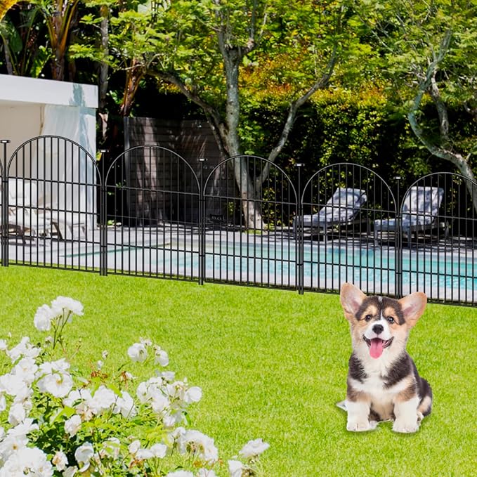 Okaygardn Tall Garden Fence with Gate 40 in(H)x17.5 Ft(L), 8 Panels Fence for Dogs Outside, No Dig Animal Barrier Garden Fencing,Rustproof Metal Wire Temporary Rabbit Dog Fences for Yard Patio Outdoor