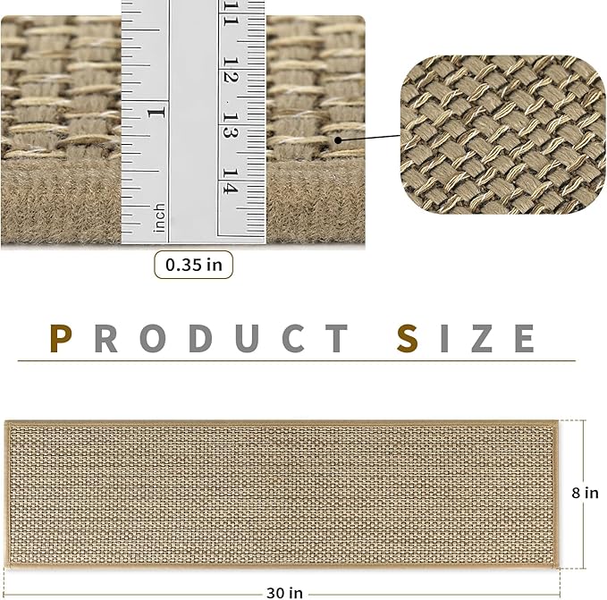 Stair Treads Non Slip for Wooden Steps Indoor 4 Pack 8" X 30" Carpet Stairs Runner for Wood Stairs, Stair Tread Rugs with Reusable Adhesive for Dogs Kids and Elders, Machine Washable, Beige