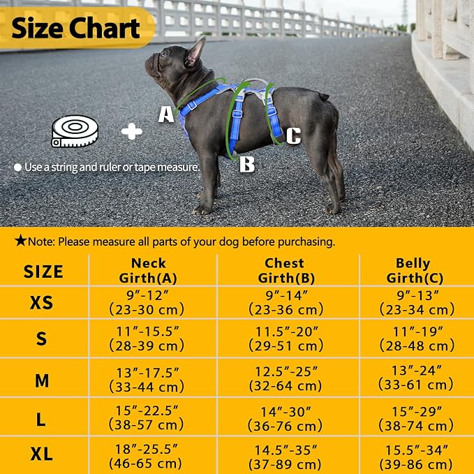 Escape Proof Harness - No Slip Dog Harness, Fully Reflective with Handle, Breathable, Durable, Adjustable Vest for Medium Dogs Walking, Training, and Running Gear (Sea Blue, M)