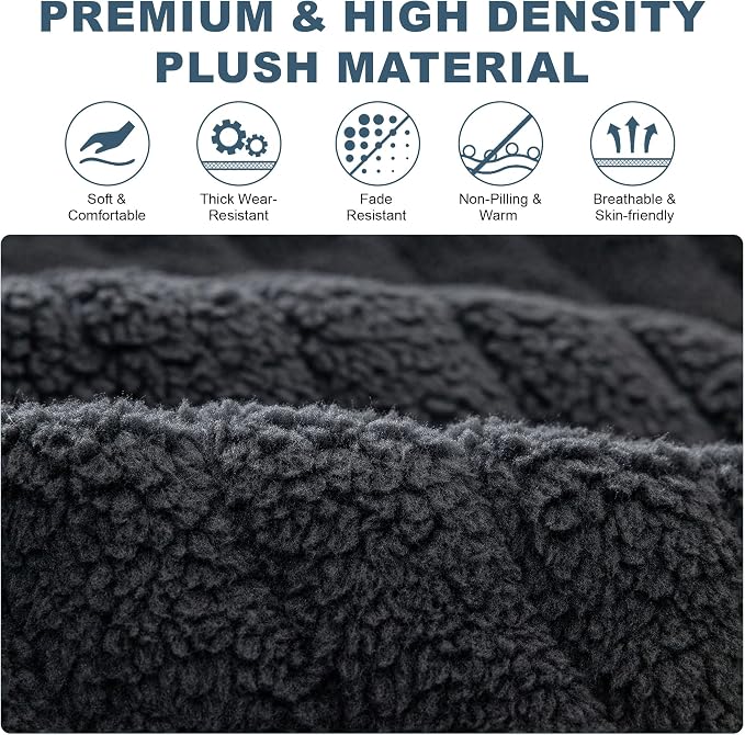 OTOB Couch Cover for Dogs Washable, Non Slip Plush Fuzzy Sofa Covers for 3 Cushion Couch All Seasons, Kids Pet Friendly Soft Cozy Furniture Protector Sofa Slipcovers (Dark Gray, 27.6" x 82.7")