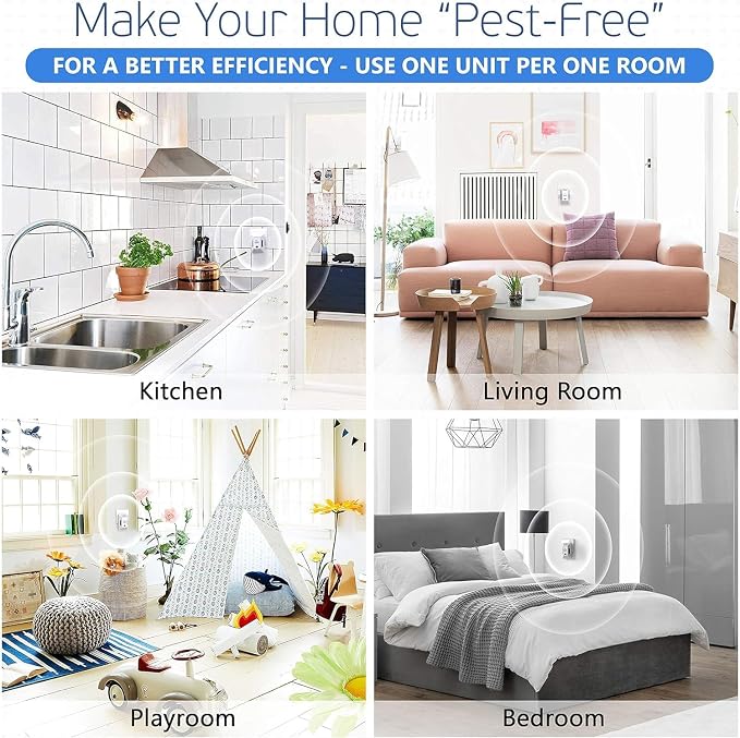 Ultrasonic Pest Control Repeller Plug in - 2 Pack Device Repels Cockroach Cricket Bug Flea Fruit Flies Deterrent, Ultrasound Insect Mice Roach Rat Scorpion