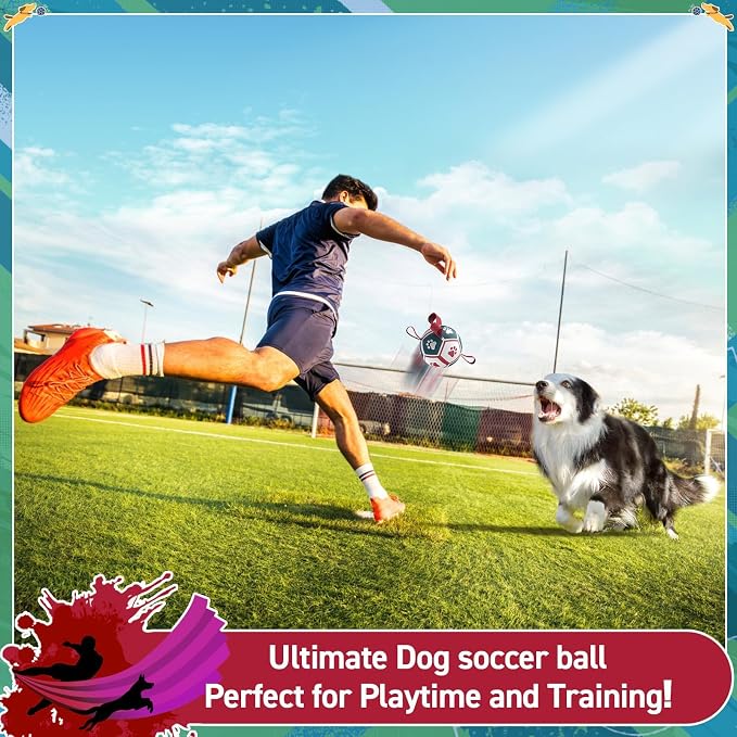QDAN Dog Balls with Bell Inside, Outdoor Interactive Dog Toys for Tug of War, Dog Rope Toy, Squeaky Ball for Small Medium Dogs (6 Inch)