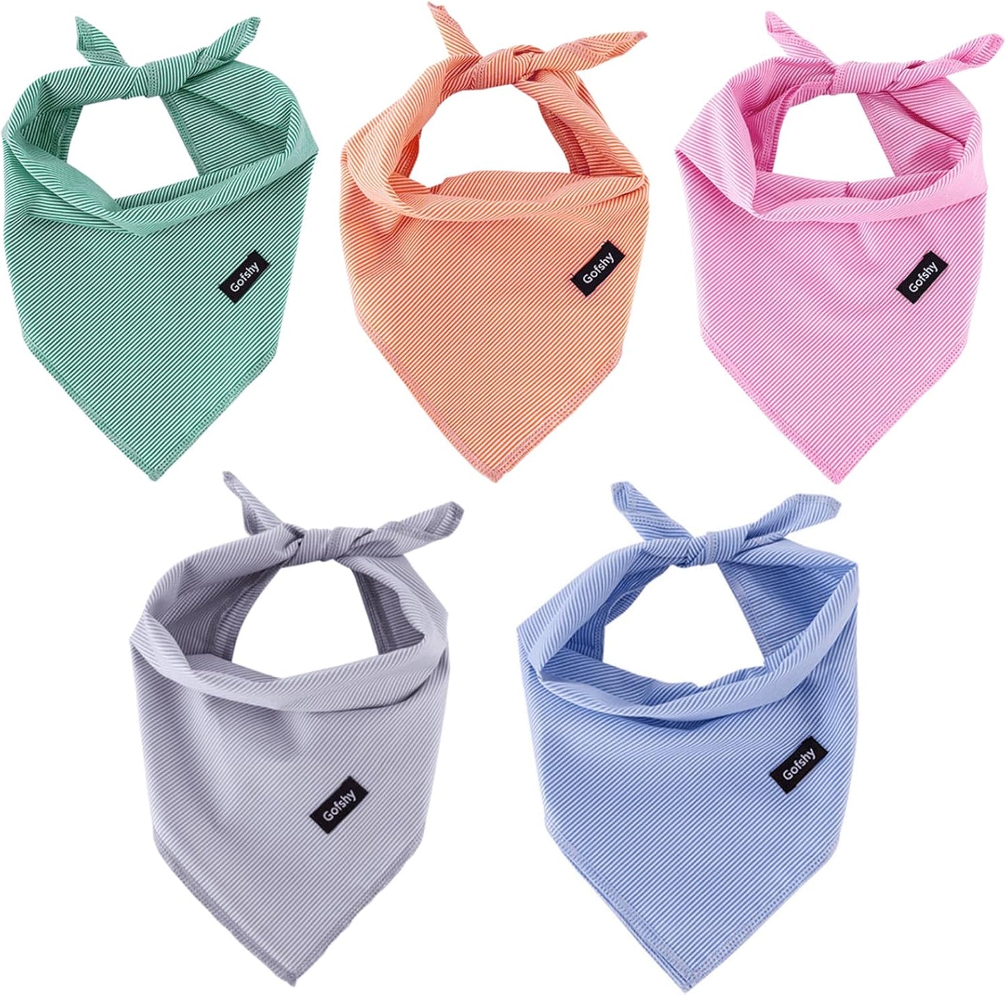 Small Dog Bandanas-5PCS DIY Bandanas Green Orange Pink Blue Gray Dog Scarfs Breed Bib Handkerchief for Small XS Dogs Puppies Pets Cats