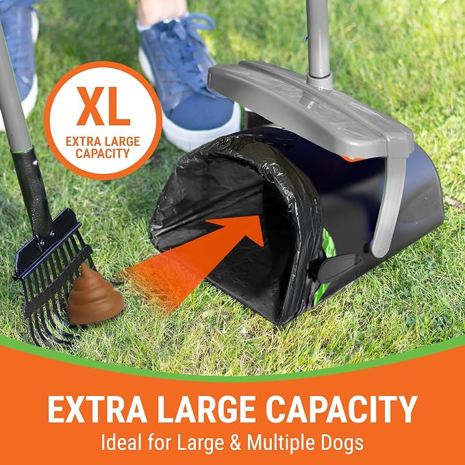 Pupzle Dog Pooper Scooper with Bag Attachment, 40" Long Handle Dog Scooper