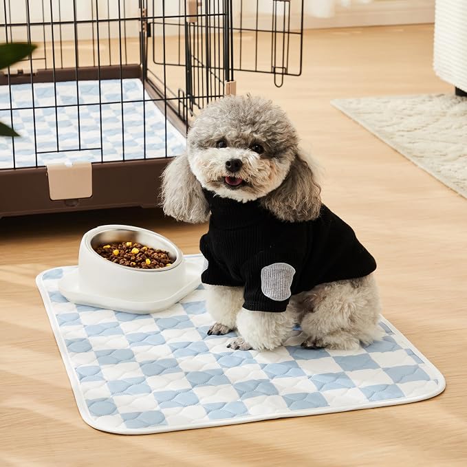2 Pack Blue Checkered Washable Pee Pads for Dogs, Checkered Reusable Dog Pee Pads, for Puppy Playpen, Crate, Whelping Box, Potty Training, Cute Aesthetic Absorbency, Leak-Proof Non-Slip
