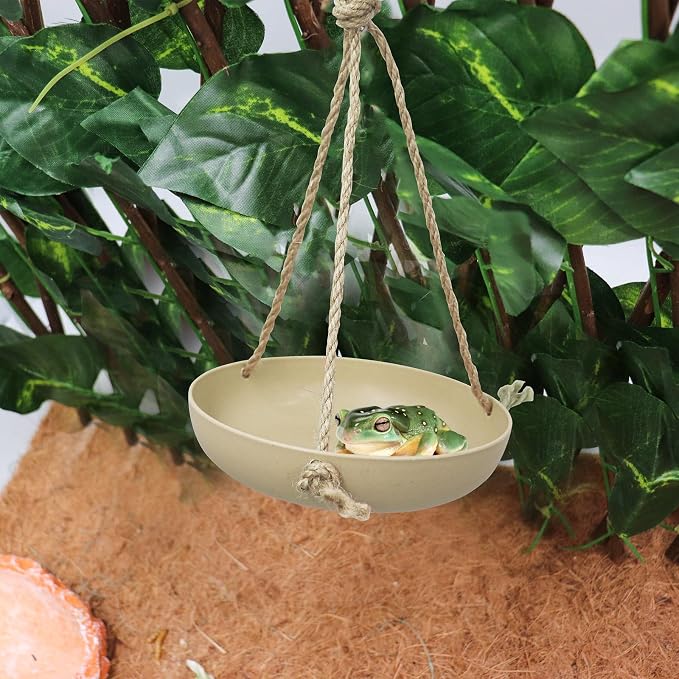 Frog Swing Toys, Plastic Reptile Amphibian Climbing Toys, Tank Aquarium Terrarium Decoration Accessories, Suitable for Frog Gecko Lizard Chameleon Hermit Crab (Beige, Small)