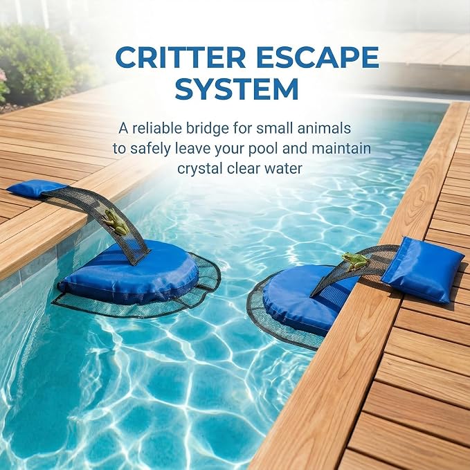 2 Pcs Pool Animal Escape Ramp, Floating Frog Log for Pool & Spa – Small Animal Rescue Platform, Prevents Drowning, Easy Install Floating Ramp Rescues (Blue)