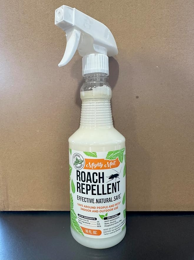 Mighty Mint Peppermint Oil Roach Repellent Spray – Natural Cockroach Killer for Indoor & Outdoor Use – Plant-Based Insect & Pest Control – 16 oz (Pack of 2)
