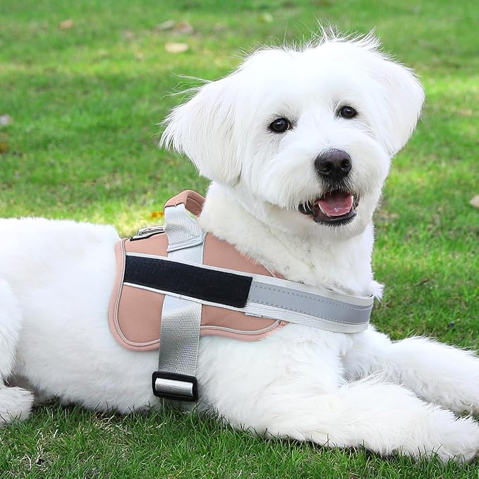 Dog Harness, No-Pull Reflective Dog Vest, Breathable Adjustable Pet Harness with Handle for Outdoor Walking - No More Pulling, Tugging or Choking