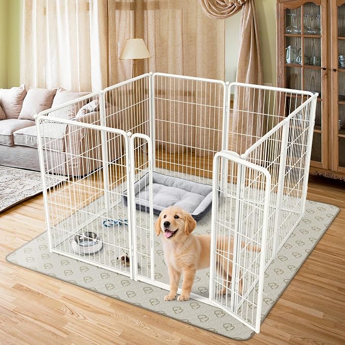 FXW Homeplus Indoor Dog Playpen with Washable Pee Pad, 40" H, 8 Panels | Calm Indoor Play Area, Super Absorbent Pad for Easy Cleanup, for Medium & Large Dogs, Patented