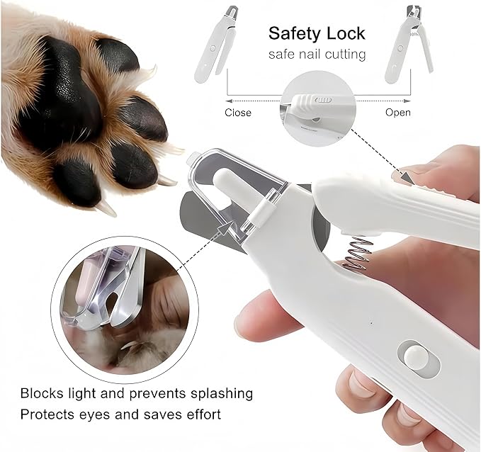 2-in-1 Dog Nail Clippers & Cat Nail Clippers Trimmers for Large Medium Small Cats Dogs Claw Grinder Quick Sensor Safety Guard Type-C Rechargeable with 2 LED Lights For Cat Dog Claw Care(White)