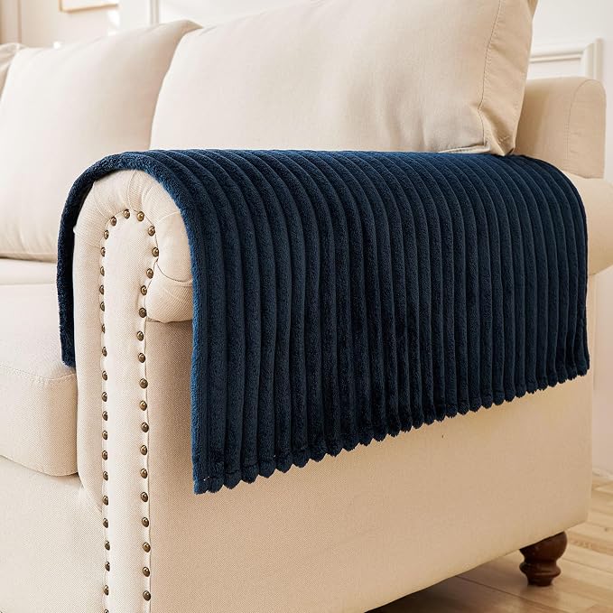 HAOMAIJIA Waterproof Couch Cover for Dogs Washable,Faux Fur Pet Couch Covers for Sofa,Soft Dog Bed Cover Non-Slip Couch Covers for 3 Cushion Couch Sofa Pet Friendly (Navy Blue, 23" x 23" 2 Pack)