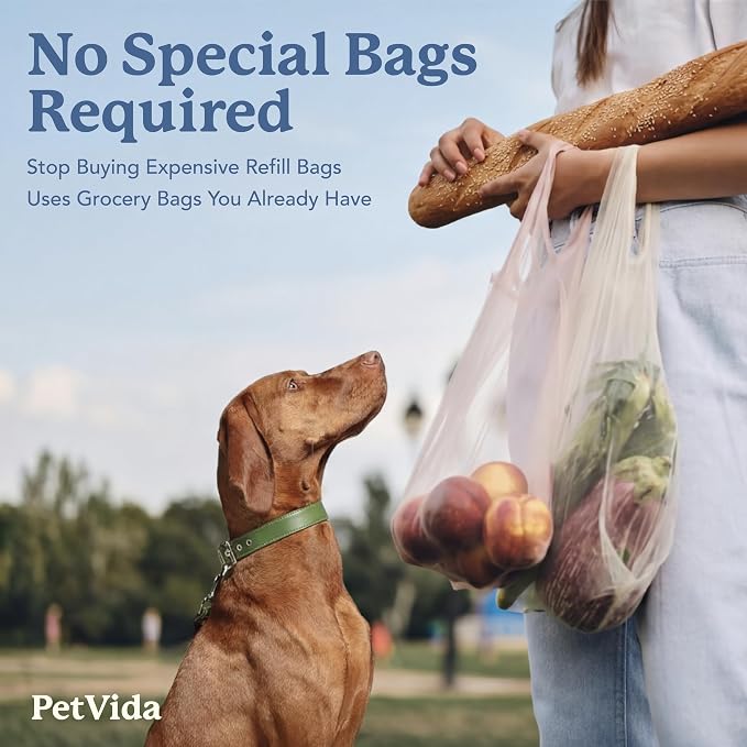 Dog Pooper Scooper that Uses Common Grocery Bags - No Special Bags Needed – Heavy-Duty Scoop Fits Standard American Broom Handle