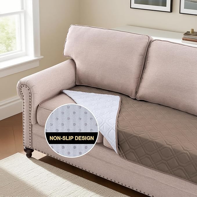 PrinceDeco Waterproof Dog Blanket Replacement Dog Bed Cover with Anti-Slip Back Washable Large Pet Blanket for Furniture Bed Couch Sofa(32x82 Inch,Taupe)