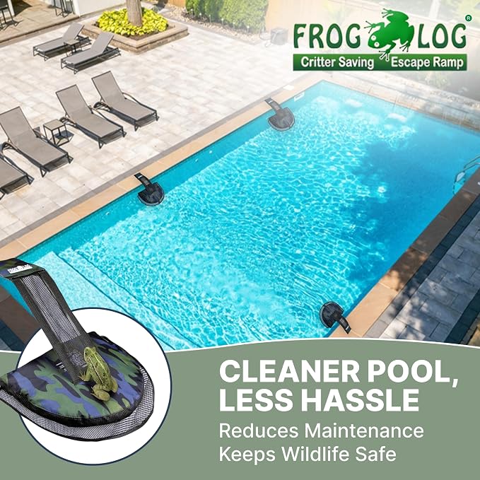SWIMLINE HYDROTOOLS Frog Log - Small Animal Saving Escape Ramp for Pools & Spas - Heavy Duty Material Pool Critter Escape Ramp - Reduces Maintenance - Camo
