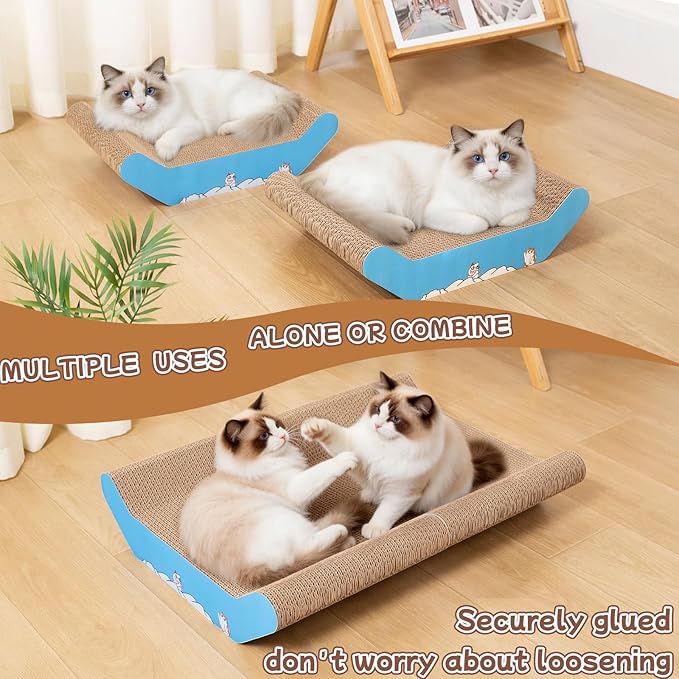 Cardboard Cat Scratcher Bed 22x16” Large Cat Scratch Pad for Cats | Curve Cat Scratcher Couch for Multi-cat Households, Widened & Thickened, Scratch Resistant, with Catnip