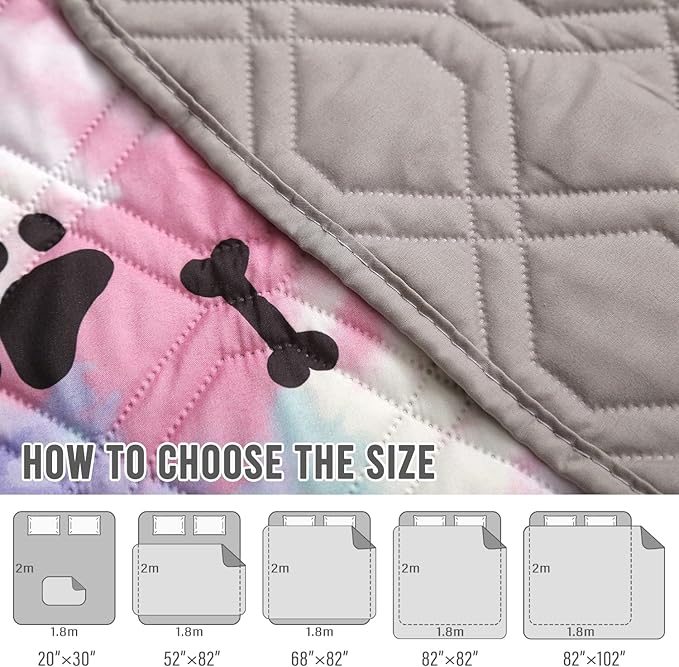 BOCTOPUG Dog Bed Cover for Pets Blankets Rug Pads for Couch Protection Waterproof Bed Covers Dog Blanket Furniture Protector Reusable Changing Pad (20X30, Red+Black Paw Bone)