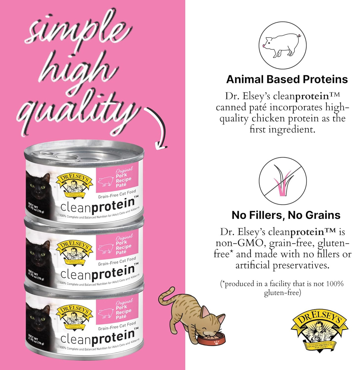 Dr. Elsey's cleanprotein Original Pork Recipe Wet Cat Food, (Pack of 24), 5.3oz Cans