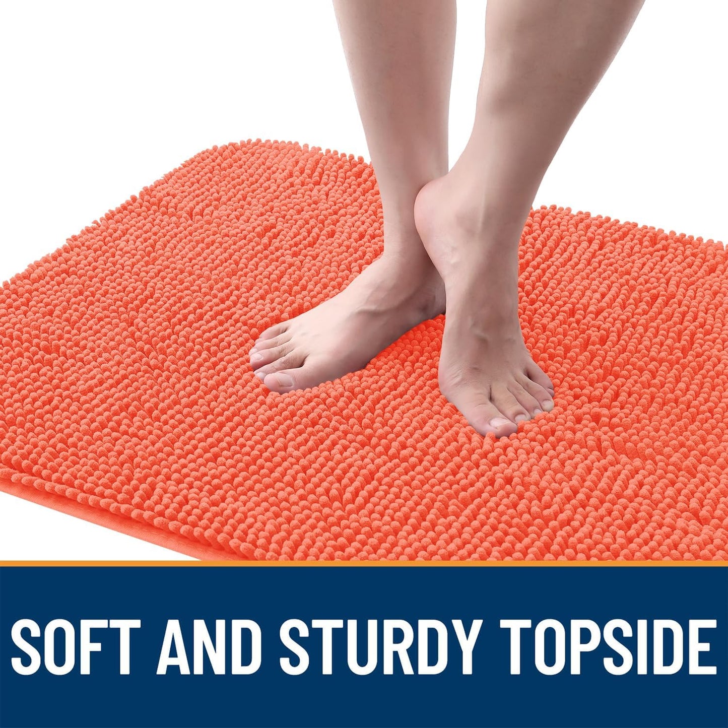 OLANLY Dog Door Mat for Muddy Paws 36x24, Absorbs Moisture and Dirt, Absorbent Non-Slip Washable Doormat, Quick Dry Chenille Mud Mat for Dogs, Entry Indoor Entryway Carpet for Inside Floor, Coral