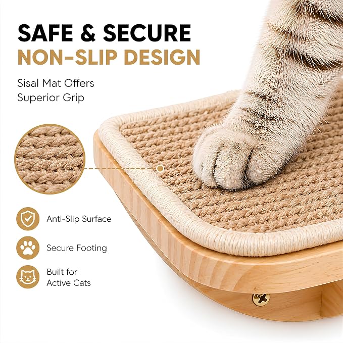 Cat Window Perches, Curved Cat Wall Beige Bed and 2 Floating Wall Steps, Wall Mounted Climbing Shelves for Sleeping, Playing, and Lounging