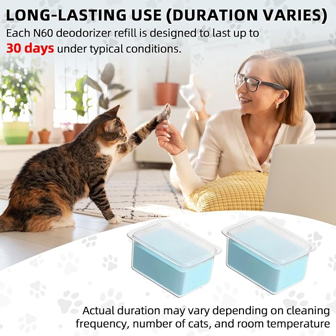 N60 Odor Eliminator Refills Compatible with PET-KIT Purobot Ultra & Purobot Max Pro Cat Litter Deodorizer for Self Cleaning Litter Box, N60 Deodorizer Refill Pet Odor Remover, 6 Pack