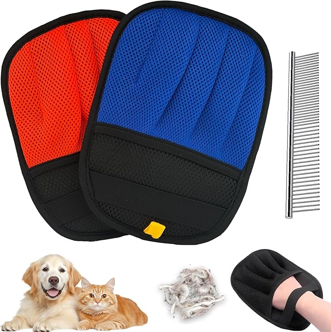 KENDINIX Valentines Day Gifts 2 Packs Pet Hair Removal Glove,Pet Hair Remover for Cat & Dog,New Upgraded Electrostatic Gloves Pet Hair,Reusable Electro Static Pet Hair Remover Electrostatic Gloves