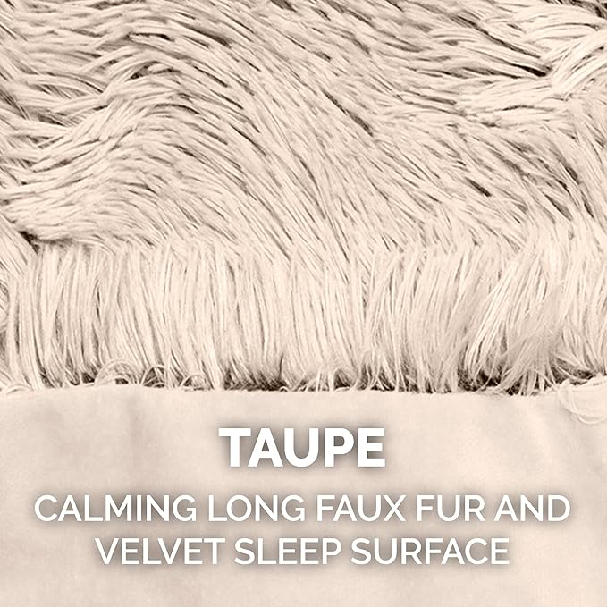 Furhaven Waterproof Throw Blanket for Dogs & Indoor Cats, Reversible Protective Pet Blanket, Small, Long Faux Fur & Velvet, Taupe