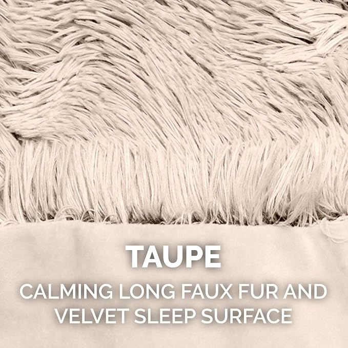 Furhaven Waterproof Throw Blanket for Dogs & Indoor Cats, Washable - Shaggy Plush Calming Long Faux Fur & Velvet Dog Blanket - Taupe, Large