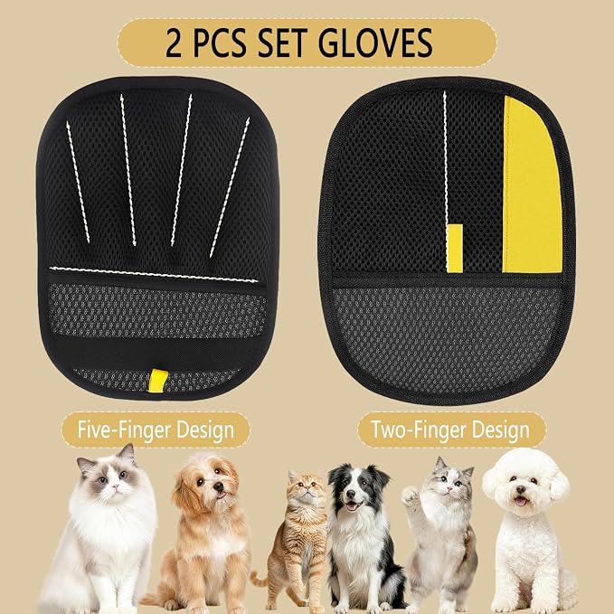 2 Pcs Electrostatic Pet Hair Removal Glove, 2026 Newly Magic Brush Pet Hair Remover for Dogs & Cats, Reusable Animal Fur Grooming Tool for Cleaning Hair on Furniture, Couch, Car Seats, Carpet