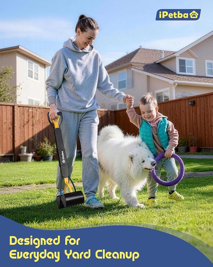 Large Dog Pooper Scooper for Yard, 32 inch Long Handle, No Bending