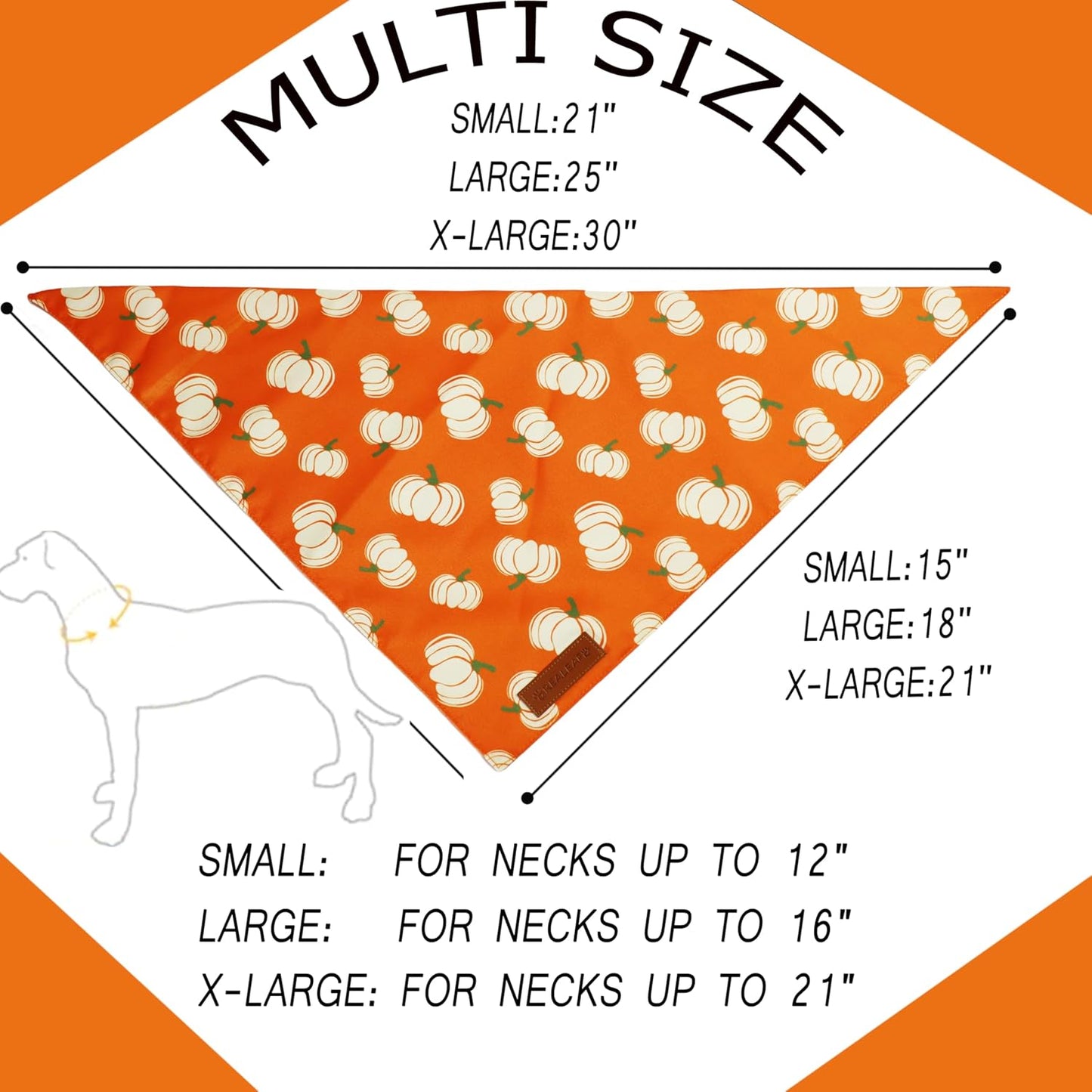 Realeaf Thanksgiving Fall Dog Bandanas 2 Pack, Orange Plaid Pumpkin Pet Scarf for Boy and Girl, Premium Durable Fabric, Holiday Halloween Bandana for Large and Extra Large Dogs(Fall, X-Large)