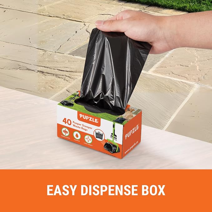 Pupzle Pooper Scooper Bags for Arm & Hammer, FUSBUNTY, MXF, and TIMINGILA | 40 Pooper Scooper Bags Refill for Swivel Bin, Black
