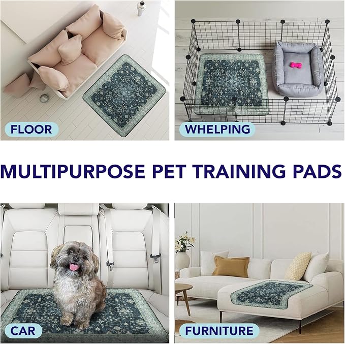 PUPIBOO Washable Pee Pads for Cats & Dogs - Super Absorbent Reusable Cat Litter Mat & Puppy Training Pad - 100% Waterproof, Leak-Proof & Non-Slip Whelping Pads for Pet Housebreaking