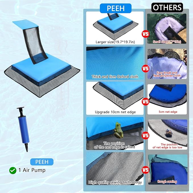 Pool Animal Saving Escape Ramp, Frog Saver for Swimming Pool Critter, Rescue for Frog, Toads, Lizards, Ducks, Snakes, Squirrel, Chipmunk, Mice, Reduces Pool Maintenance Accessories, (2 PCS Blue)
