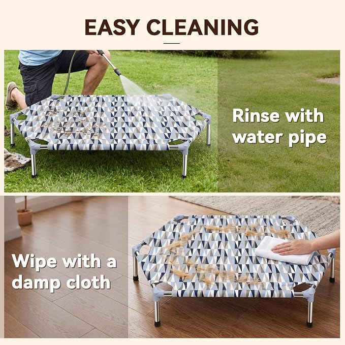 Elevated Dog Bed, Raised Cooling Dog Bed, Outdoor Dogs Cot Medium, Pet Cot | Hexagon Outdoor Dog Bed with Metal Frame for Up to 60 lbs, Portable Dog Hammock for Patio Camping, Breathable, Off the Ground